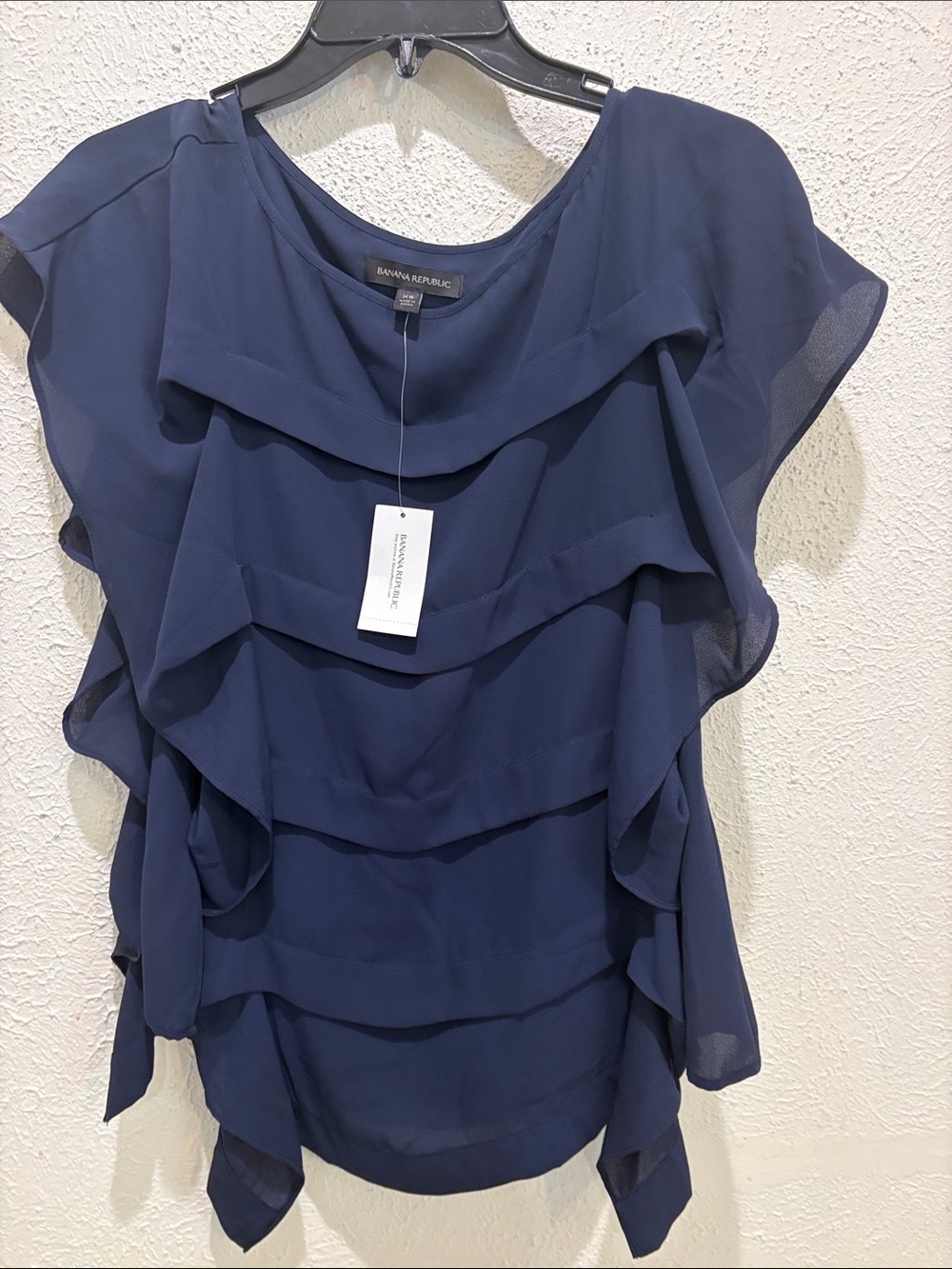 Banana Republic Navy Layered Ruffle Blouse